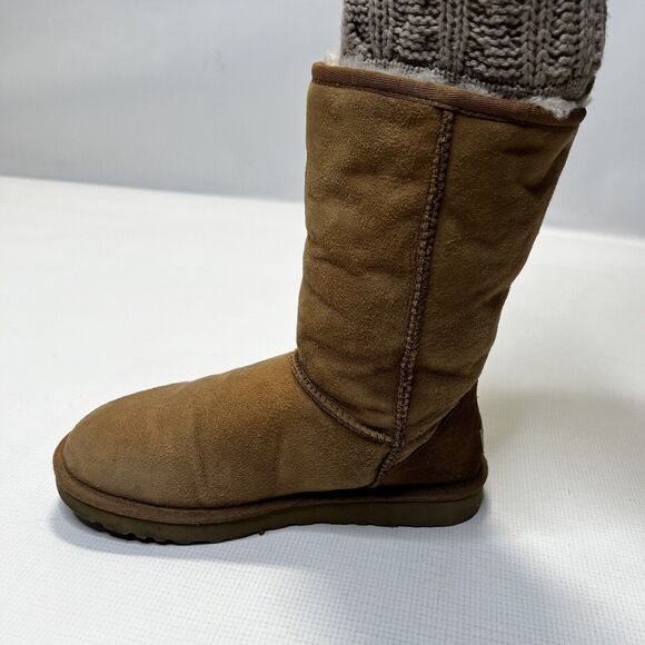 UGG Women's Tularosa Knit Detachable Knit Collar Boots Chestnut Brown Sz 7 3178 - Picture 8 of 16